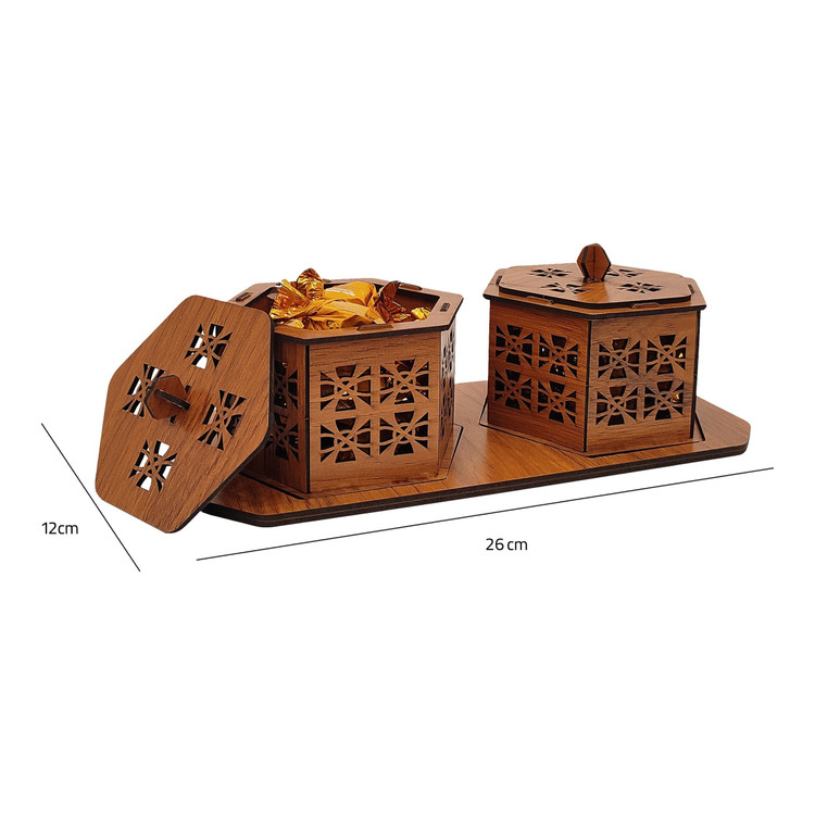 شکلات خوری چوبی عمده بسته 2 عددی به همراه سینی بسته 30 عددی