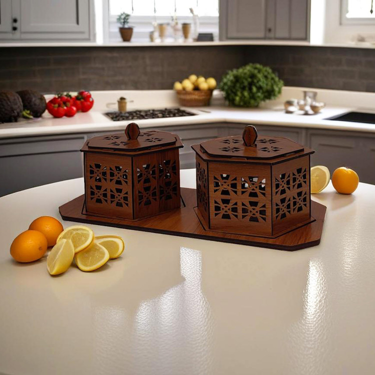 شکلات خوری چوبی عمده بسته 2 عددی به همراه سینی بسته 30 عددی