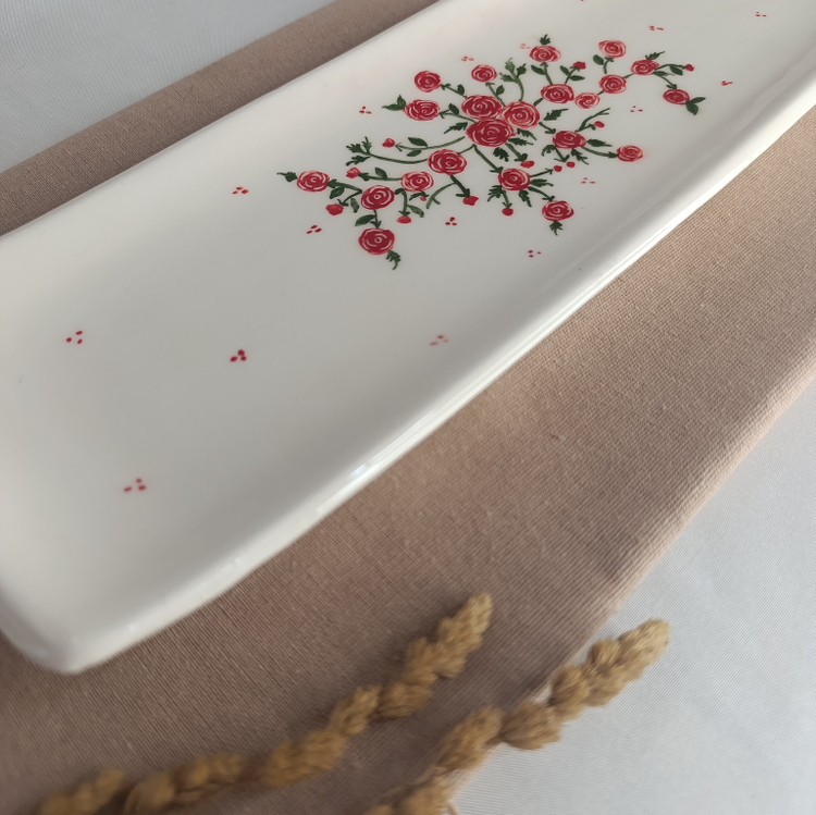 دیس مستطیل طرح باغ گل رز رولت خوری کباب خوری شیک
