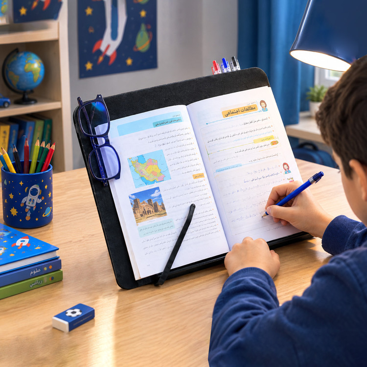 نگهدارنده کتاب و کتابخوان و زیردستی دانش آموز محکم فلز