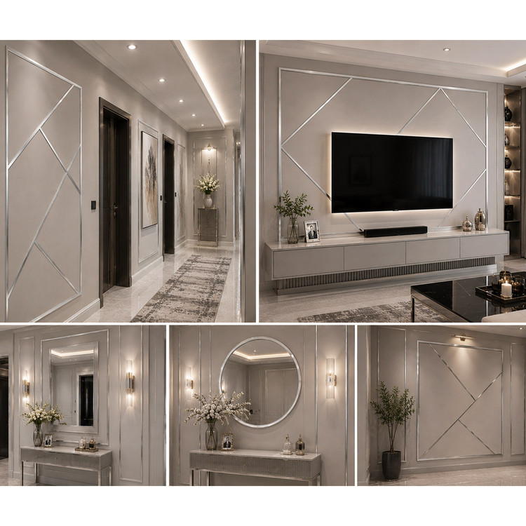 آینه تزئینی دیوارکوب دکوراتیو مولتی استایل نواری باریک 20 عددی