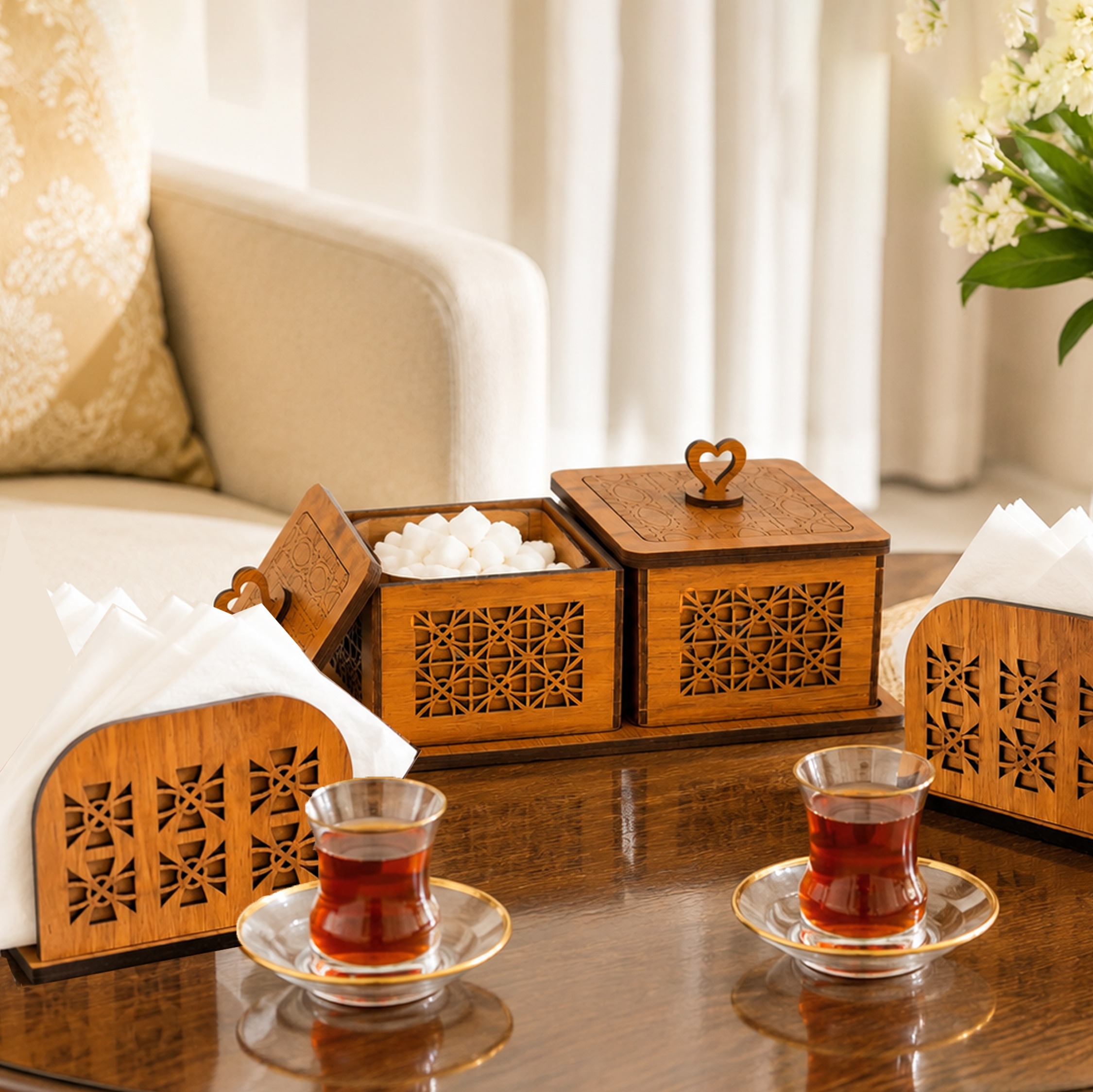 ست پذیرایی فروردین قندان و جادستمال کاغذی مدل نقوش کد G001