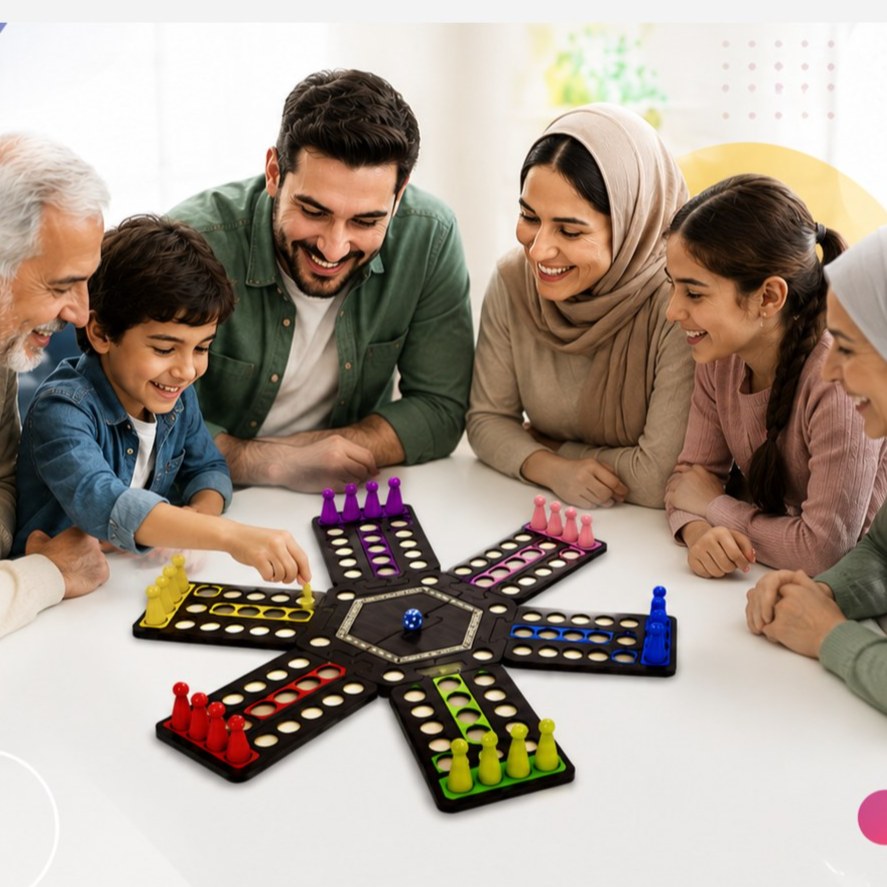 بازی منچ خانواده 6 نفره و 4 نفره با کیف چرمی جنس چوبی