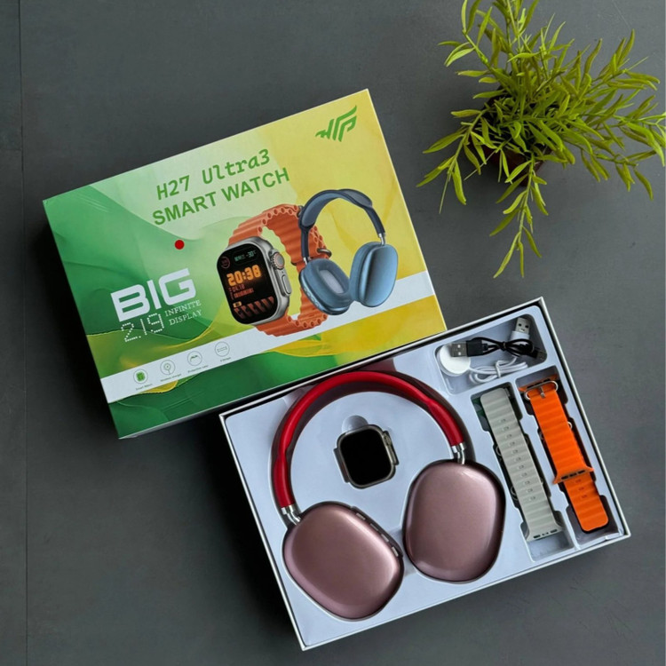 ساعت هوشمند H27 ULTRA3 به همراه هدفون طرح P9