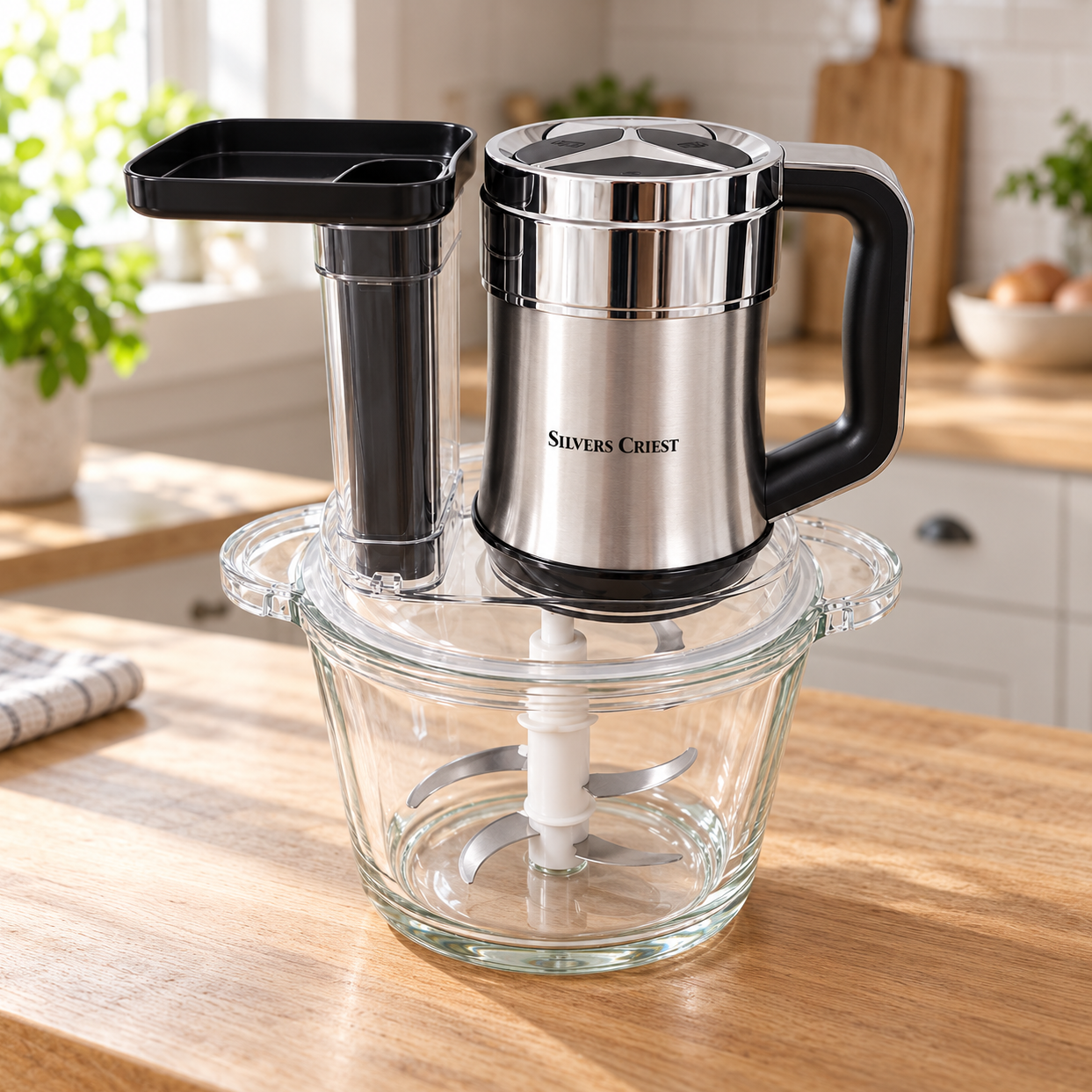 خردکن و رنده برقی سیلور کرست مدل SC-8205، مناسب خردکردن مواد غذایی و رنده کردن سبزیجات، همراه با گارانتی