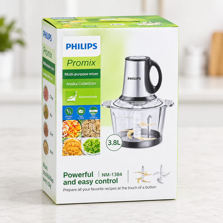 خردکن و میکسر چندکاره فیلیپس Promix مدل NM-1384 ظرفیت 3.8 لیتر با تیغه استیل