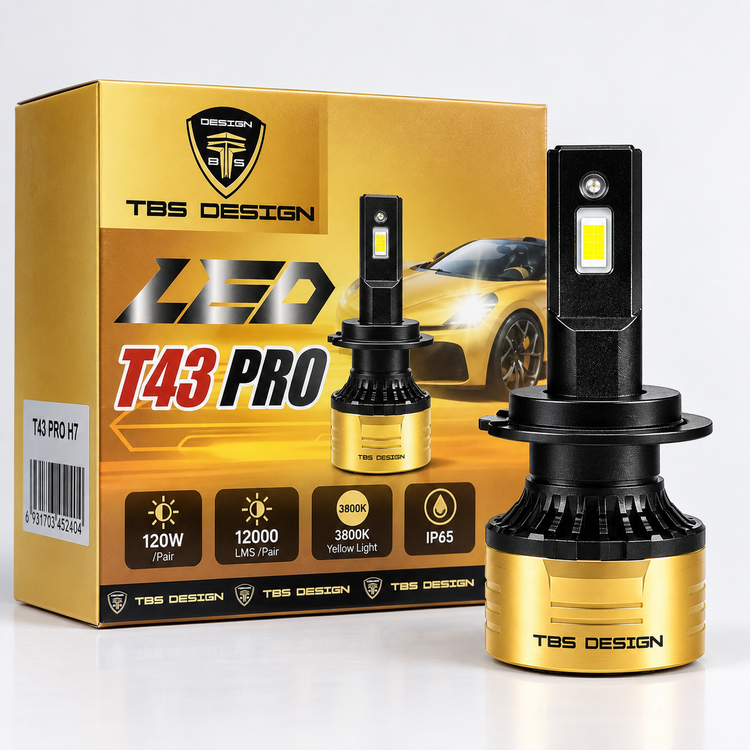 هدلایت توبیز T43 PRO پایه H7 نور زرد فابریک 3800 کلوین 120 وات با گارانتی
