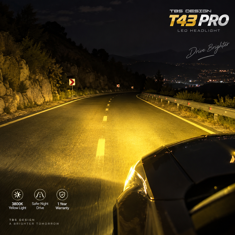 هدلایت خودرو TBS Design مدل T43 PRO پایه H7 توان 120 وات نور زرد 4300 کلوین