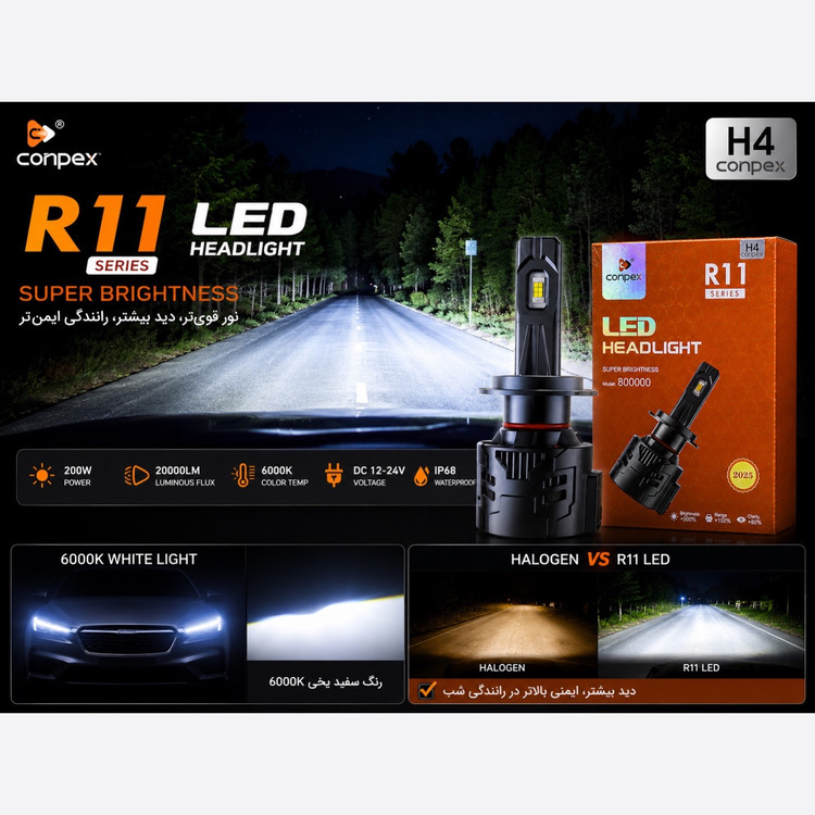 هدلایت کانپکس Conpex R11 H1 نور سفید 200 وات 6000K و 20000 لومن خط کات دقیق