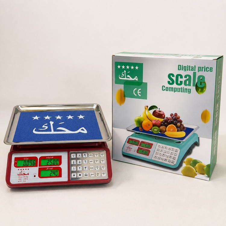 ترازو دیجیتال فروشگاهی محک 40 کیلویی دکمه فلزی با محاسبه قیمت و نمایشگر دیجیتال