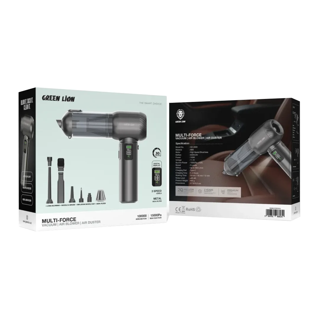 جارو و دمنده شارژی گرین لاین Multi-Force مدل GB-286X مکش 15000Pa + موتور 100هزار دور