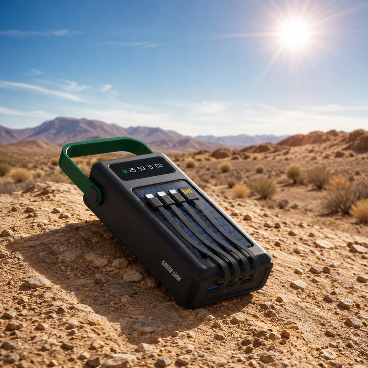 پاوربانک خورشیدی GREEN LION ظرفیت 50000mAh با شارژ سریع و چراغ LED