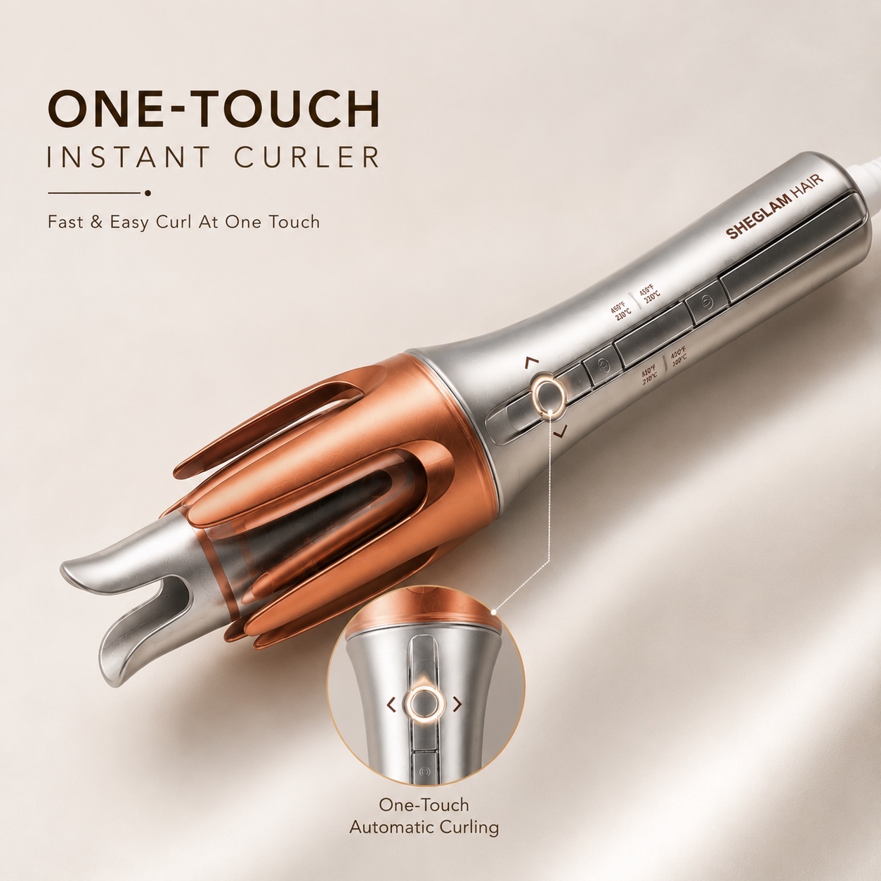 کرلی شیگلم - فر کننده مو اتوماتیک شیگلم SHEGLAM It-Curl وان تاچ، فر سریع و آسان + تنظیم دما