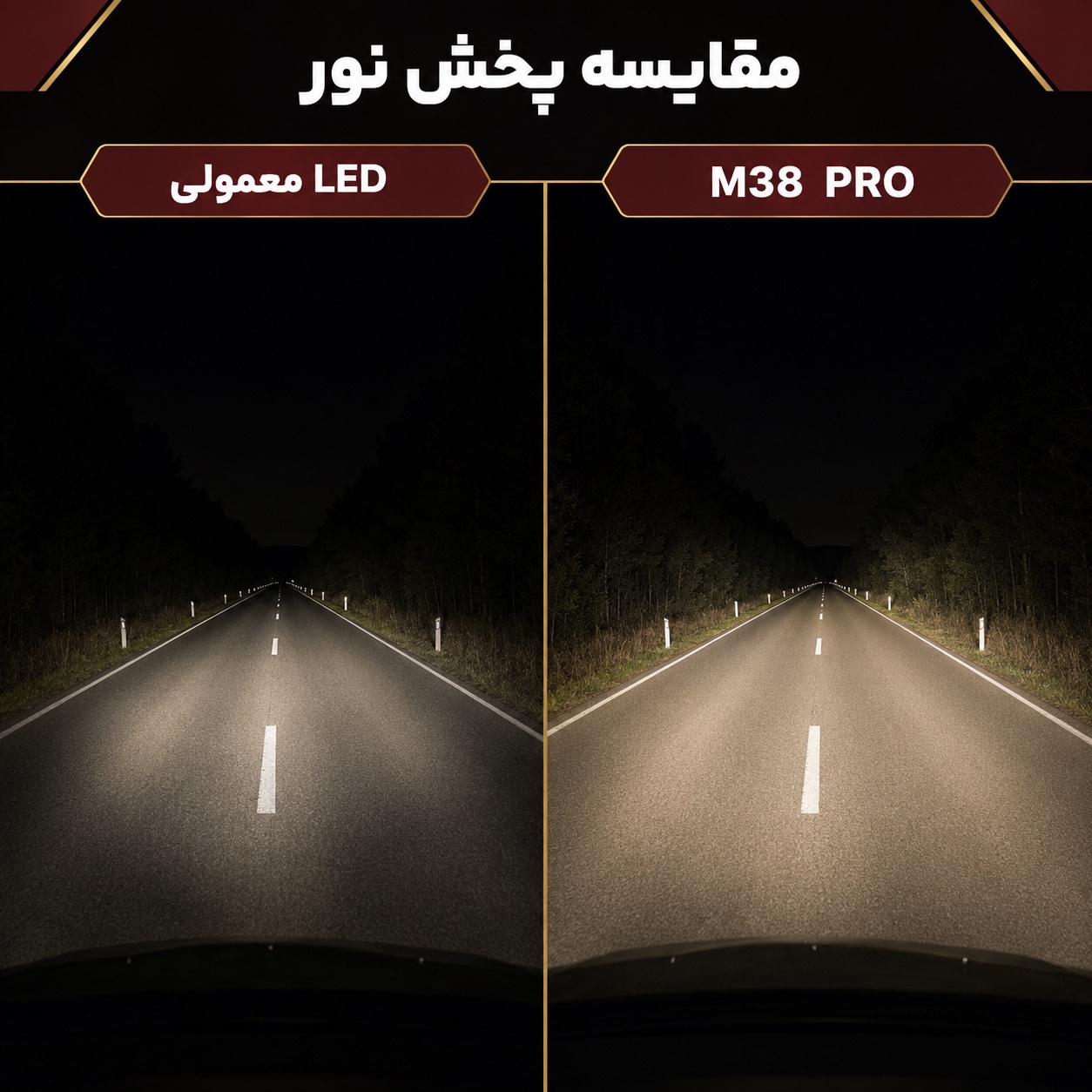 هدلایت TBS Design M38 PRO پایه H3 نور نچرال 3800K، توان 150 وات و روشنایی 15000 لومن جفت