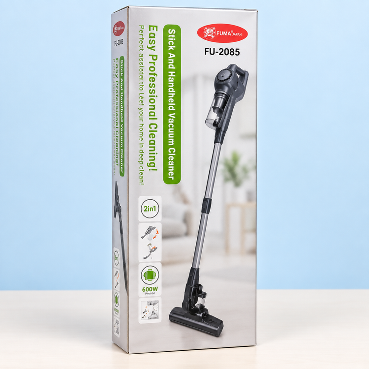 جاروبرقی عصایی و دستی دوکاره فوما مدل FU-2085 توان 600 وات، سیمدار با مخزن شفاف