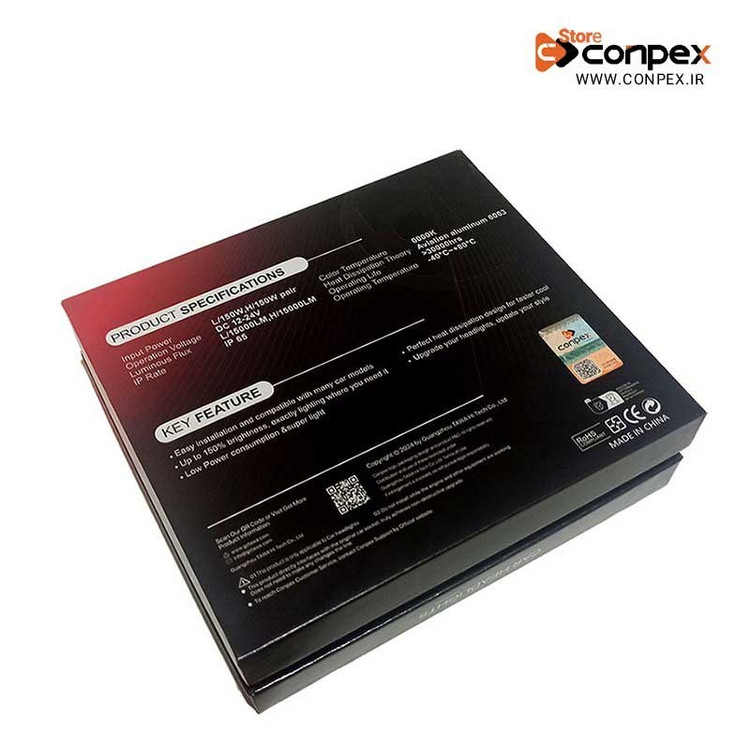 هدلایت کانپکس M8 MAX پایه H4 جفتی توان 150 وات و نور یخی 6000 کلوین