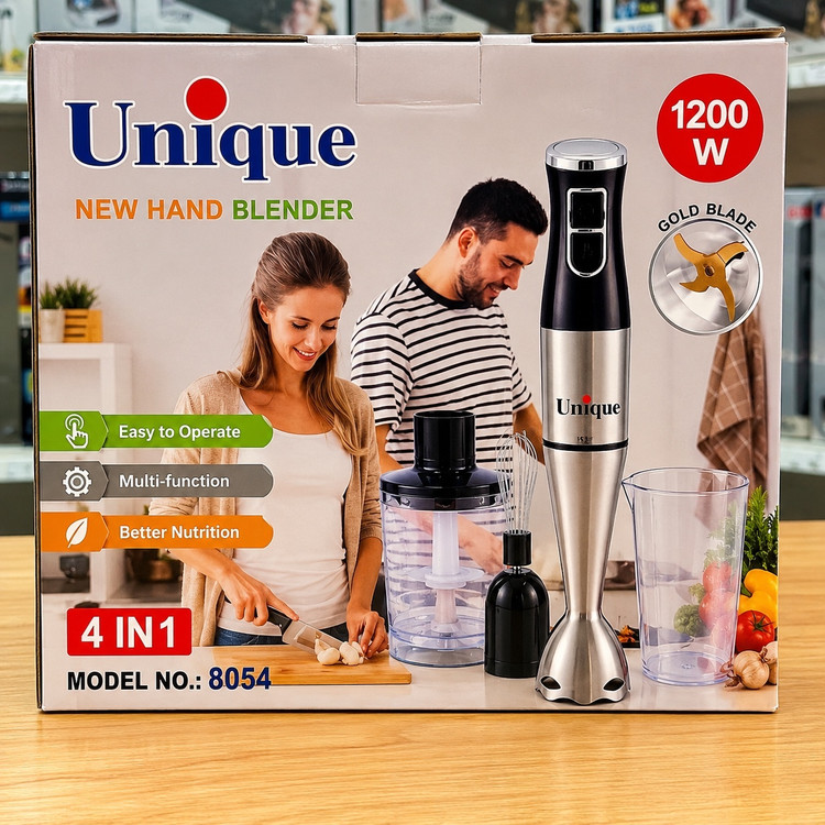 گوشت کوب برقی 4 کاره یونیک 1200 وات مدل حرفهای با خردکن، همزن و لیوان مخلوط کن