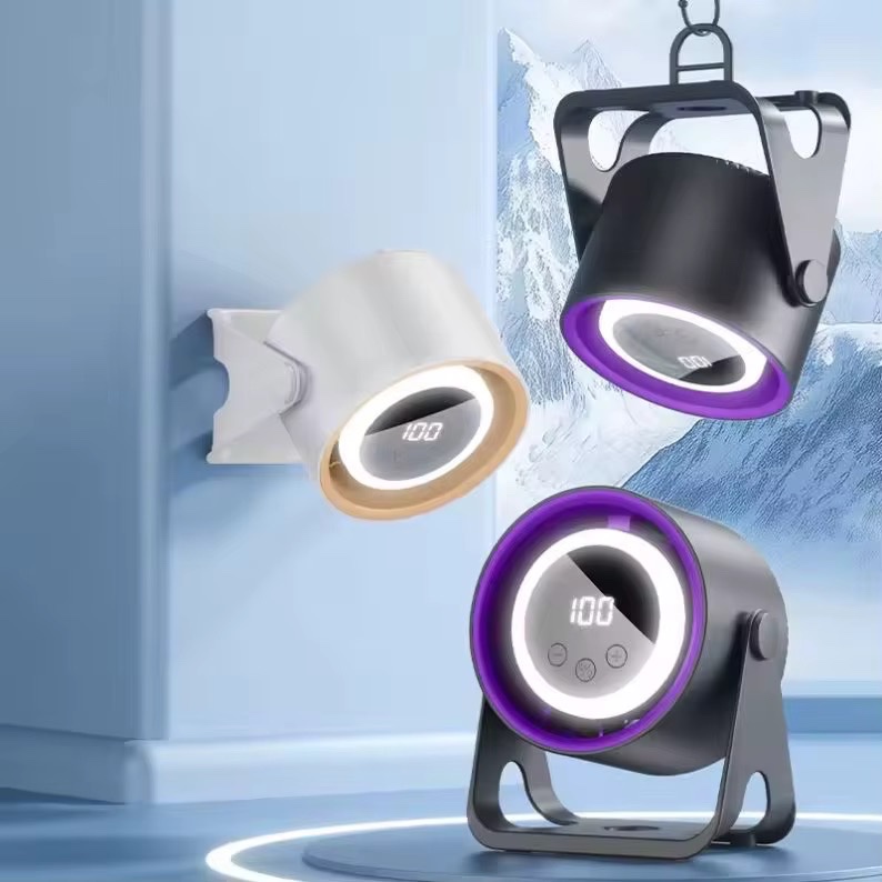 پنکه رومیزی شارژی با نمایشگر دیجیتال، چراغ خواب LED، تنظیم سرعت 100 مرحلهای و چرخش 360 درجه