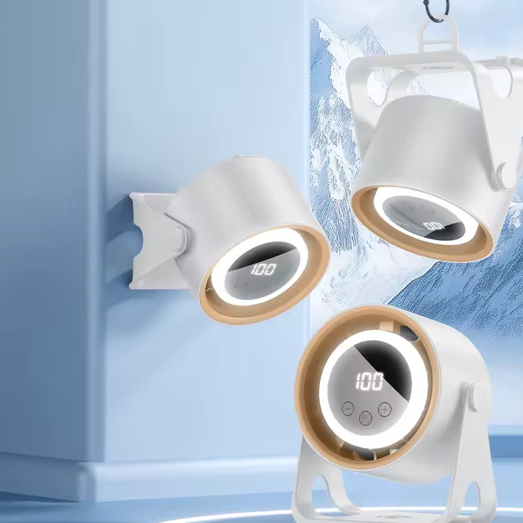 پنکه رومیزی شارژی با نمایشگر دیجیتال، چراغ خواب LED، تنظیم سرعت 100 مرحلهای و چرخش 360 درجه