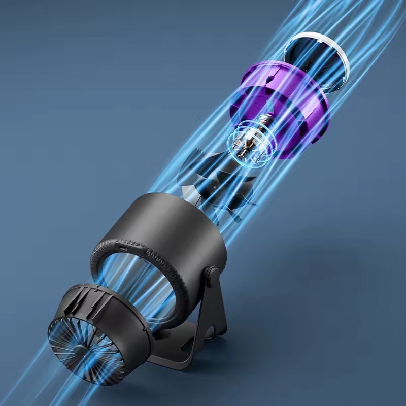 پنکه رومیزی شارژی با نمایشگر دیجیتال، چراغ خواب LED، تنظیم سرعت 100 مرحلهای و چرخش 360 درجه