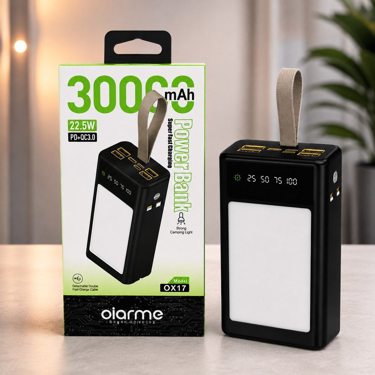 پاوربانک Oiarme ظرفیت 30000mAh فست شارژ با گارانتی