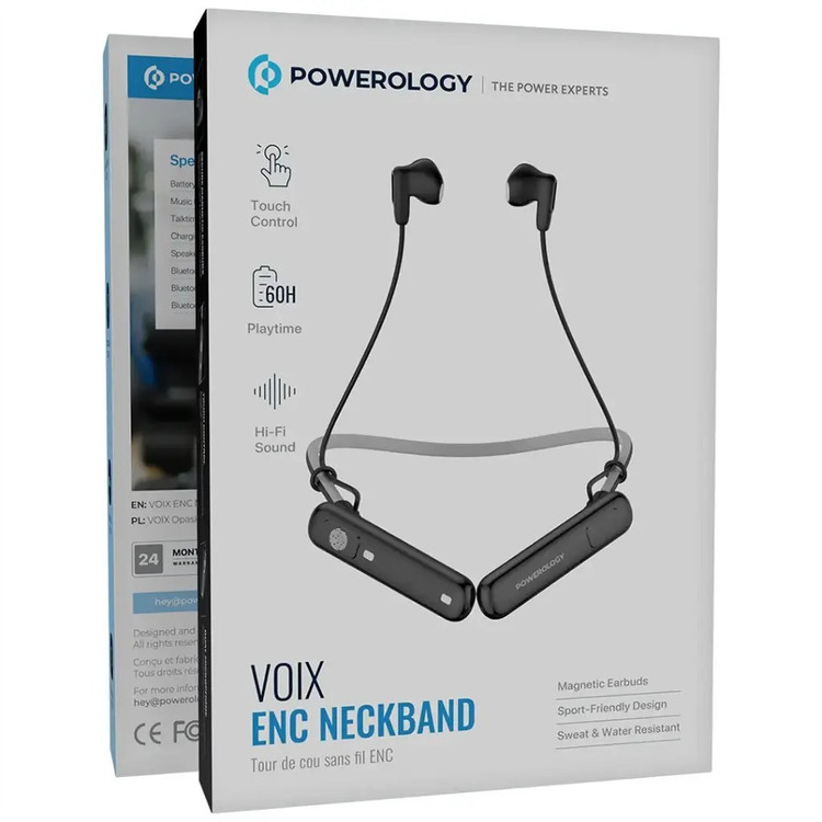 هدفون بیسیم دورگردنی مشکی Powerology VOIX ENC Neckband