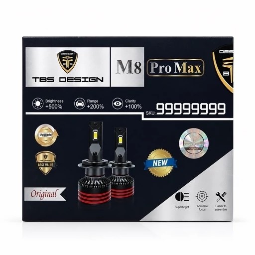 هدلایت موتور سیکلت M8 Pro Max نور سفید پایه H4 سه خار 75 وات واقعی