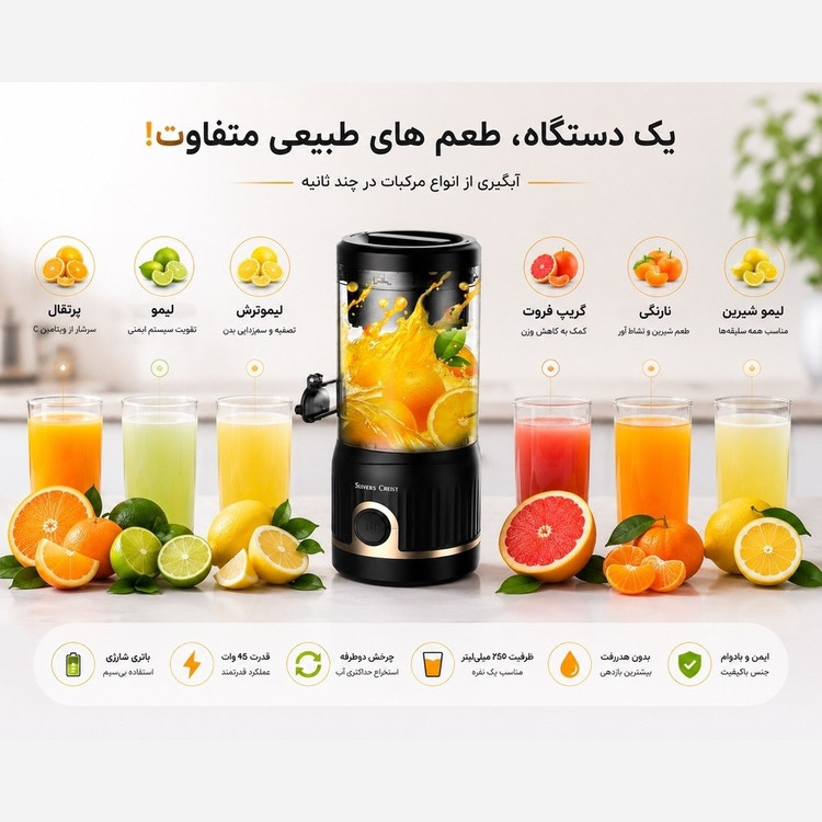 آب مرکبات گیری شارژی سیلور کرست مدل SC-Y33 با 1 سال گارانتی