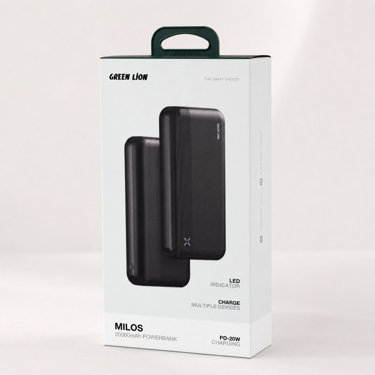 پاوربانک گرین لاین MILOS ظرفیت 20000mAh با گارانتی