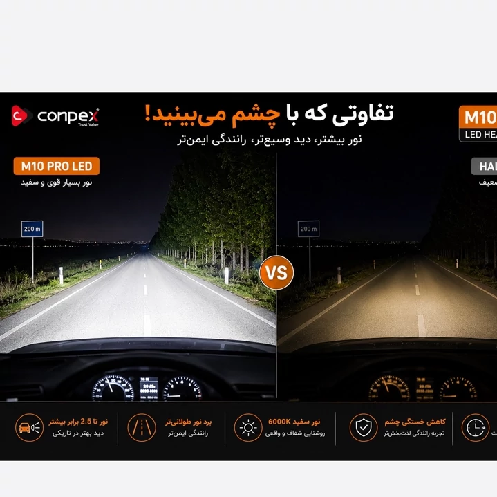 هدلایت CONPEX M10PRO پایه H7 با گارانتی
