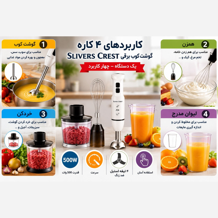 گوشت کوب برقی 4کاره سیلورکرست مدل sc-8040 با گارانتی