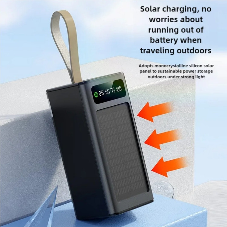پاوربانک خورشیدی 50000mAh چندکاره با چراغ اضطراری