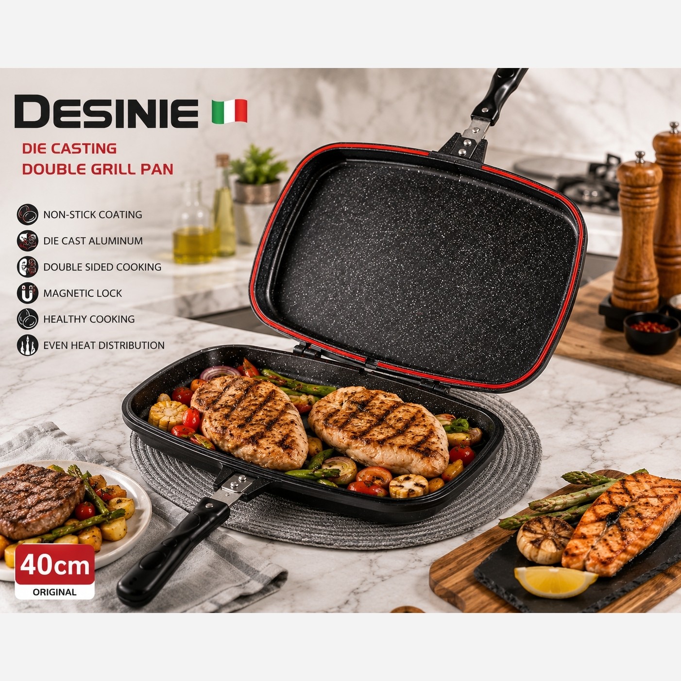 تابه رژیمی دوطرفه دسینی DESINIE مدل 40 سانتی متر