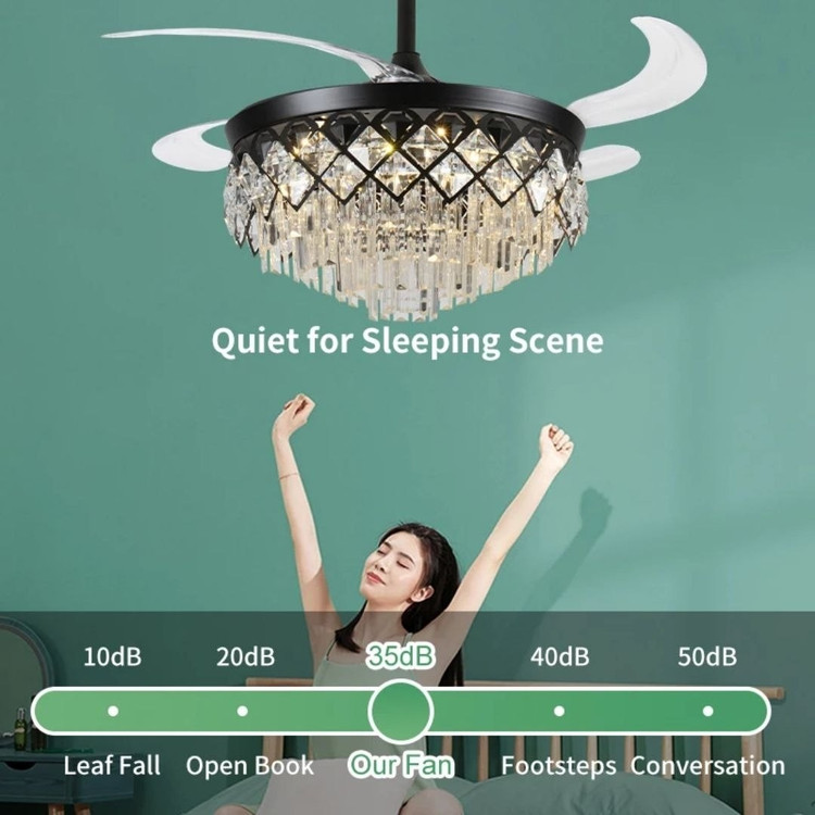 پنکه سقفی لوستردار تاشو مدل FSD9032 با پره های جمع شونده و چراغ LED