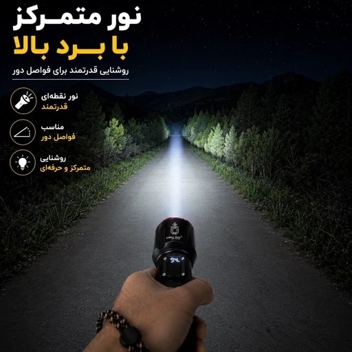 چراغ قوه اسمال سان مدل ZY-2310 نور متمرکز برد بالا با نمایشگر شارژ و پاوربانک