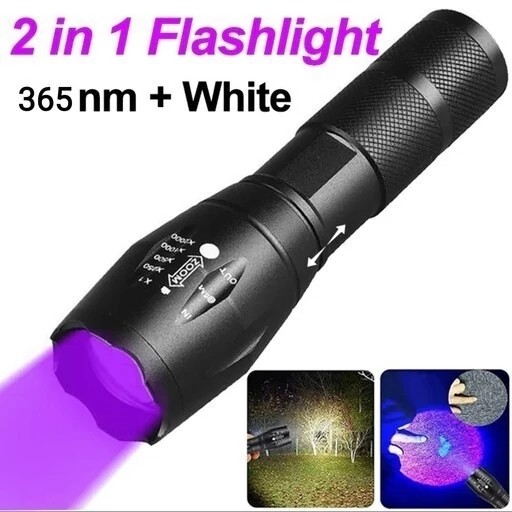 چراغ قوه آر ال مدل K04-2 دو لامپه XPE با نور UV و زوم