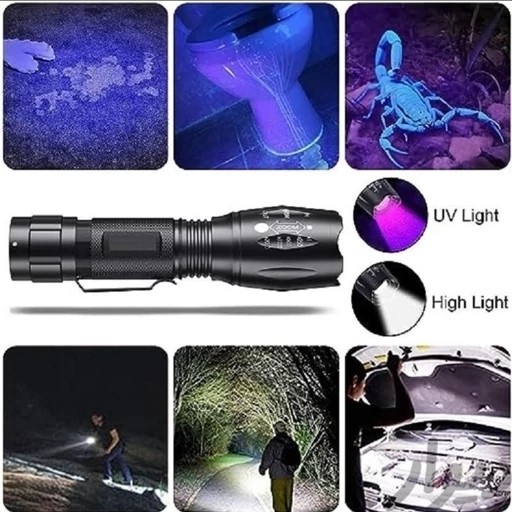 چراغ قوه آر ال مدل K04-2 دو لامپه XPE با نور UV و زوم