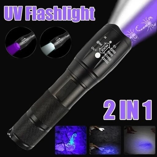 چراغ قوه آر ال مدل K04-2 دو لامپه XPE با نور UV و زوم