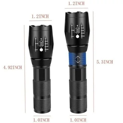 چراغ قوه آر ال مدل K04-2 دو لامپه XPE با نور UV و زوم