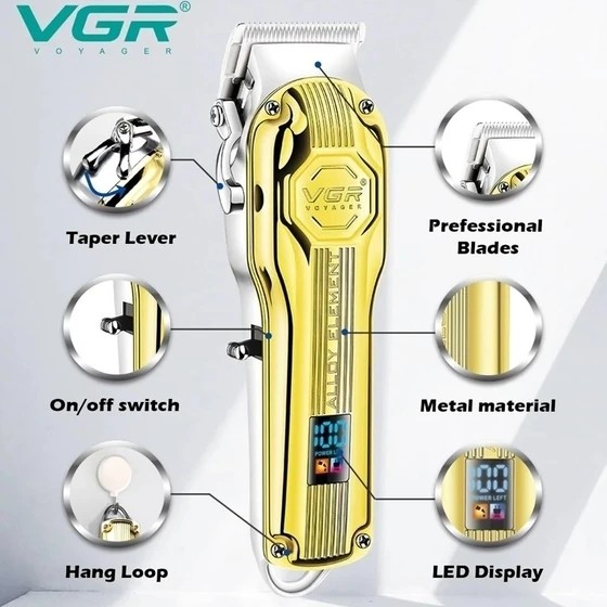 ماشین اصلاح VGR حجم زن سر و صورت و ریش تراش وی جی آر خط زن و صفر زن شارژی مدل V-672