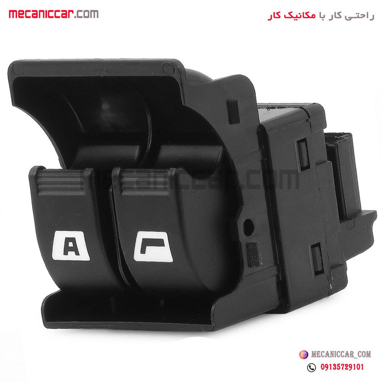 کلید شیشه بالابر دوپل نور نارنجی طرح جدید جلو چپ پژو 405 SLX و پارس جدید ایساکو