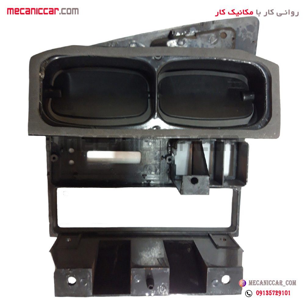 دریچه هوا کولر و بخاری و قاب ضبط وسط داشبورد قدیم چوبی مات پژو پارس