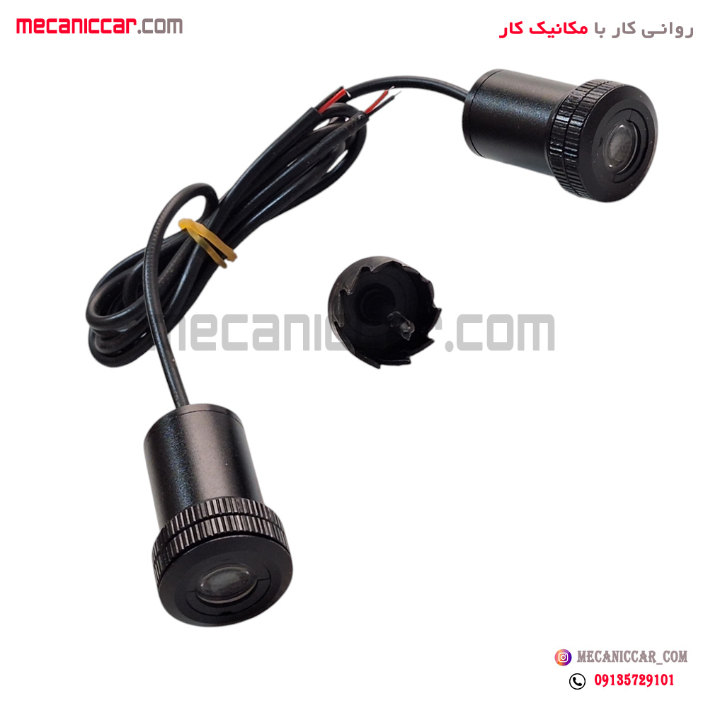 لوگو زیر درب (چراغ ولکام لایت) با مته گرد بر پژو 405 و پارس (شیر سفید)