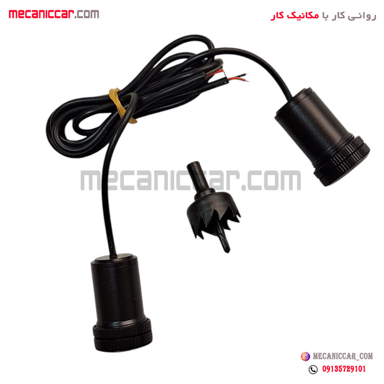 لوگو زیر درب (چراغ ولکام لایت) با مته گرد بر پژو 405 و پارس (شیر سفید)