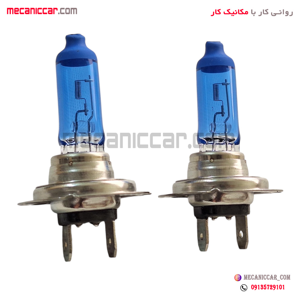 لامپ چراغ جلو یخی دو خار (100W 12V H7) پژو پارس و 206 و تیبا اکو