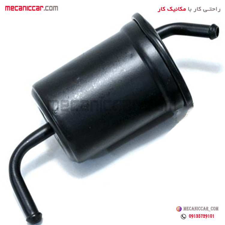 فیلتر (صافی) بنزین فلزی 2 سر کج با براکت پراید mfd
