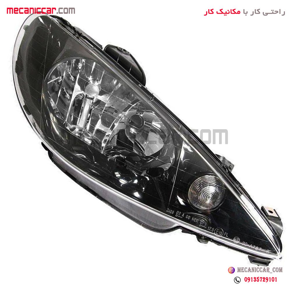 چراغ جلو راست دودی پژو 206