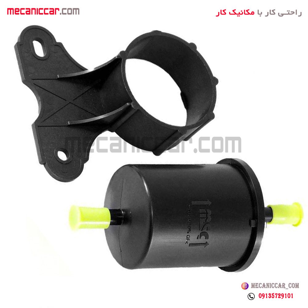فیلتر (صافی) بنزین پلیمری دو سر صاف با براکت پراید