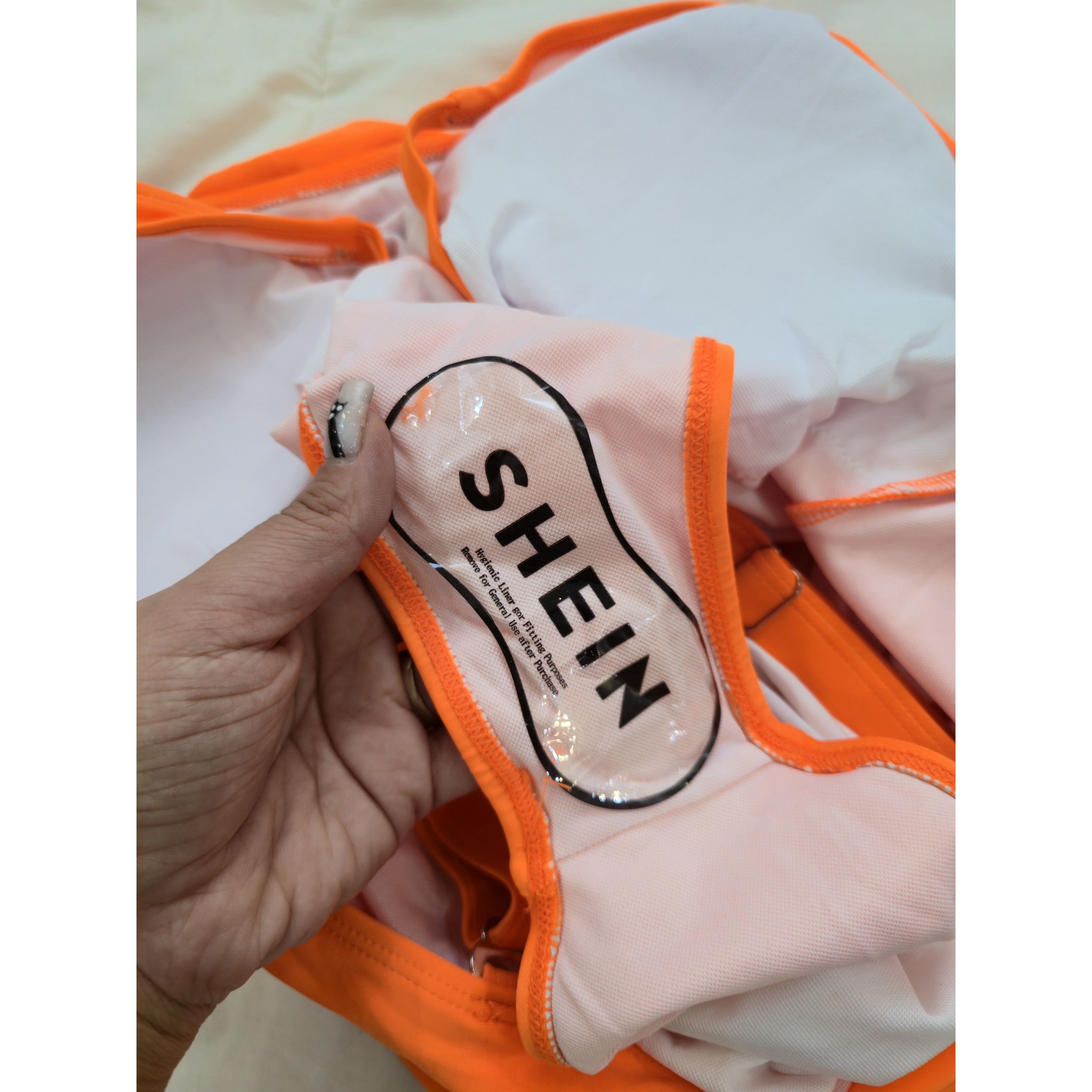 مایو کاپدار زنانه وارداتی shein سایزبزرگ 48 الی 52ریز 2XL نارنجی فلور