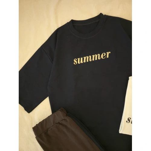 ست تیشرت شلوار زنانه سایز 38 الی 46 اسپرت ، بیرونی ،خانگی تیشرت لش طور و شلوار بگ مدل summer